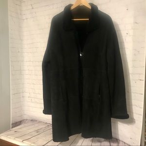 Blue Duck shearling black mid length coat